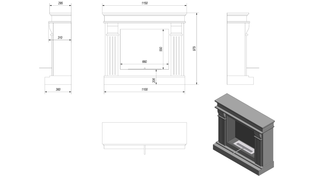 Biokominek portalowy August biały