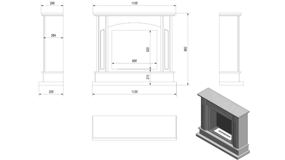 Biokominek portalowy February biały