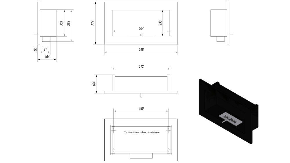 Biokominek wiszący Golf